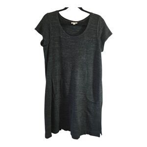 J.JILL PUREJILL HEATHER BLACK DRESS MIDI SIZE MEDIUM CAP SLEEVE COTTON BLEND